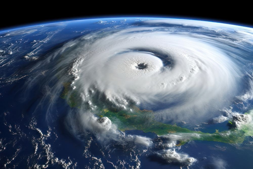 Closeup of Realistic photograph of a hurricane on earth space astronomy outdoors.