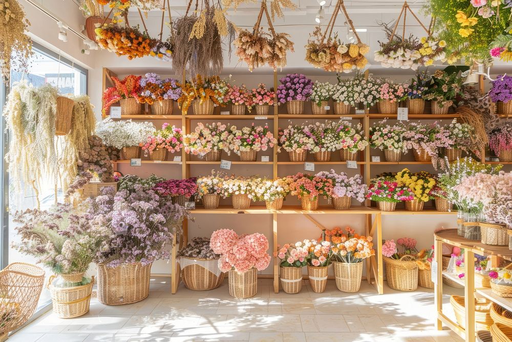 Photo of the inside wall of an organic flower store shop blossom people.