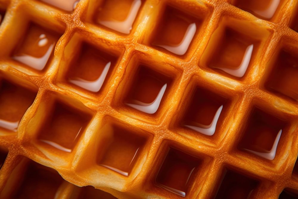 Belgian waffle texture confectionery sweets food.