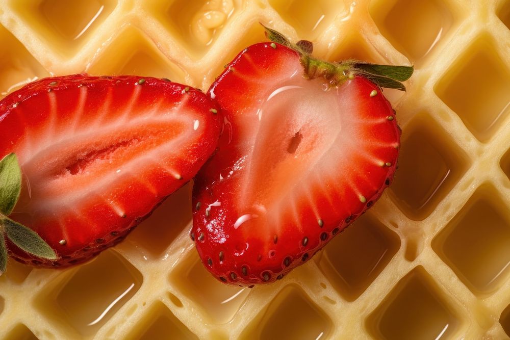 Strawberry waffle produce ketchup.