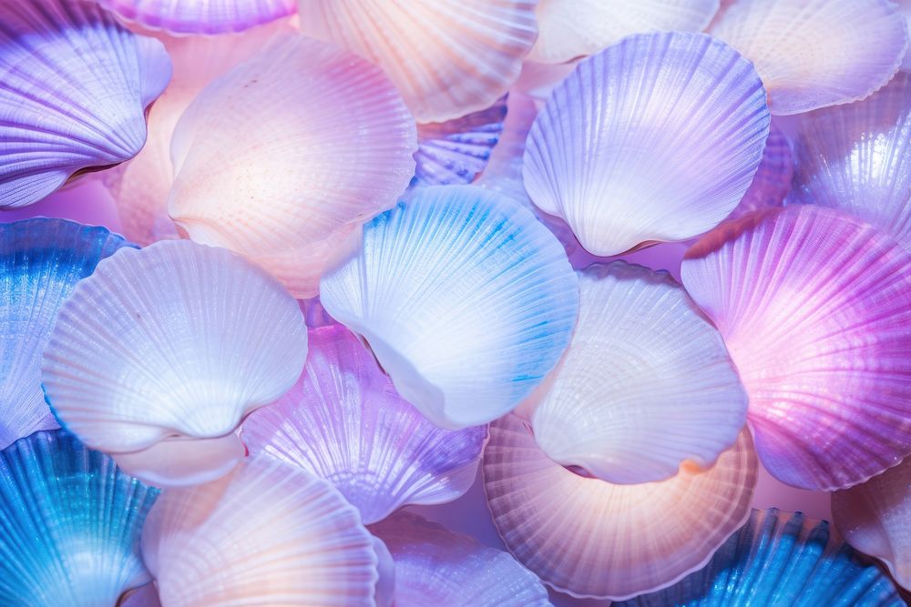 Hologram pastel sea shells texture invertebrate seashell seafood.