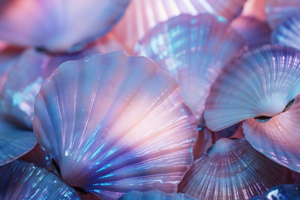 Hologram pastel sea shells texture invertebrate seashell seafood.