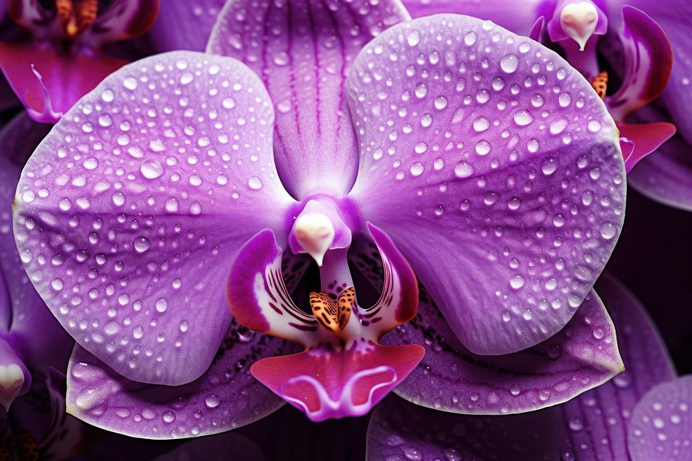 Purple orchid texture blossom flower plant.