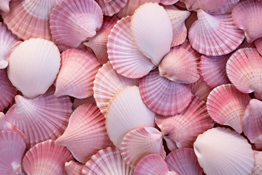 Pink and beige sea shells texture invertebrate seashell seafood.