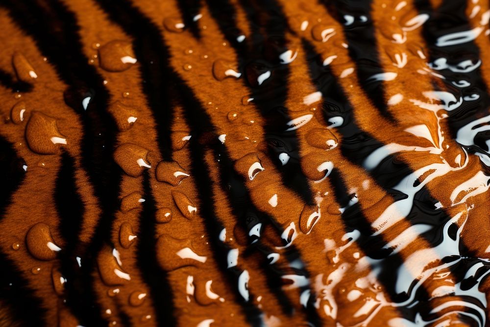 Tiger pattern water texture confectionery outdoors person.