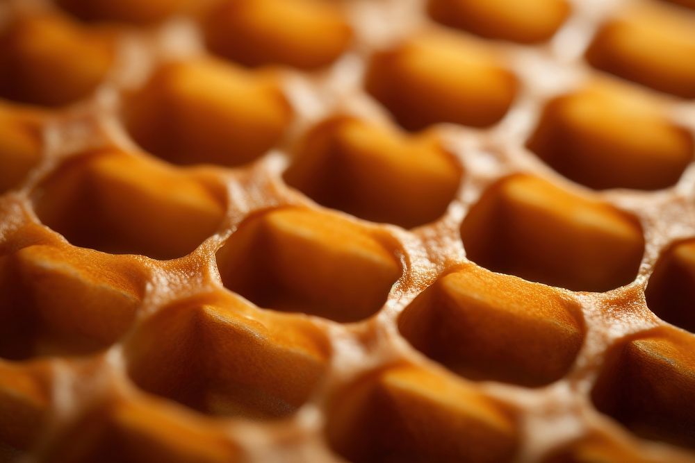 Waffle texture honeycomb bread food.