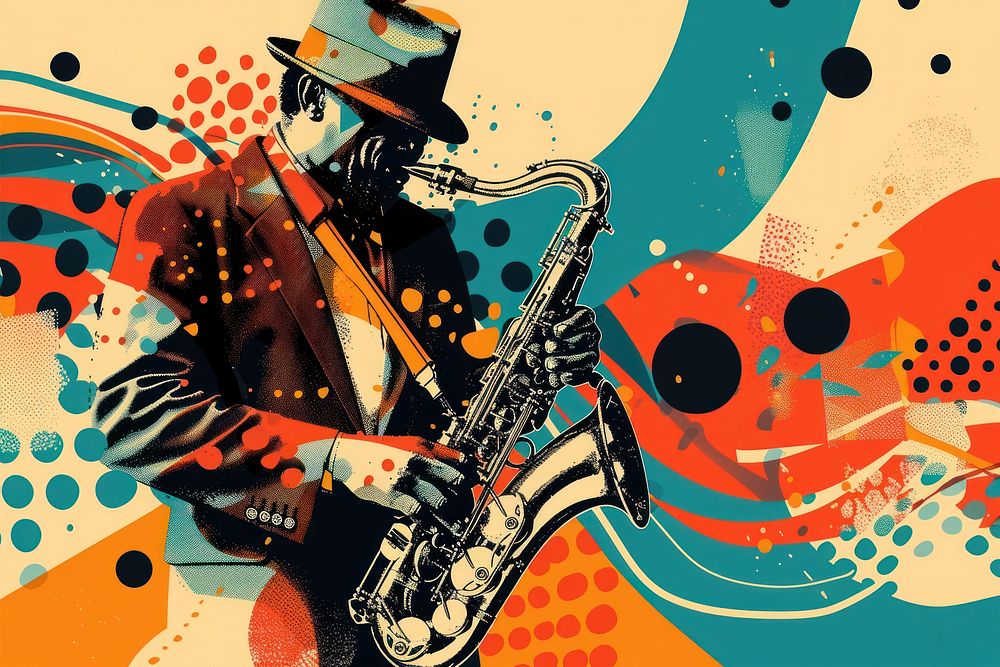 Saxophone performer graphics crossbow.