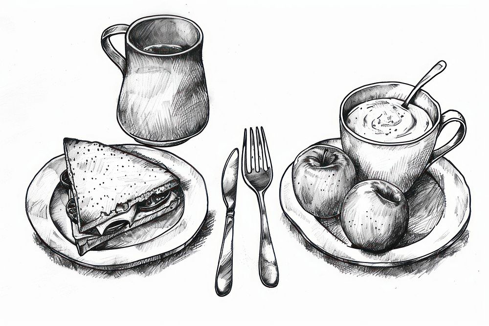 Art illustrated cutlery drawing.
