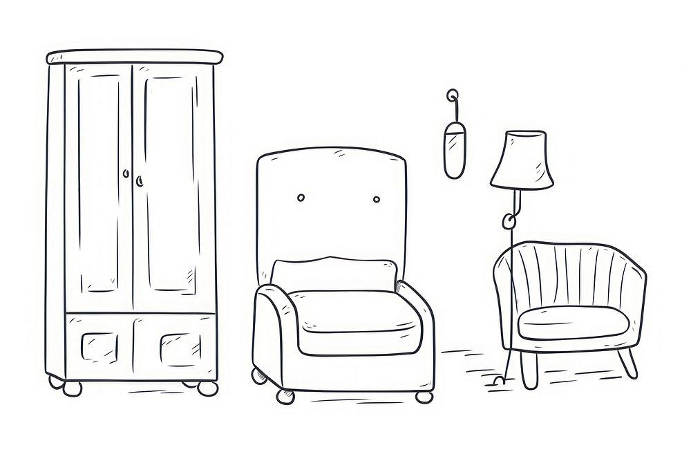 Furniture sketch illustrated cupboard.