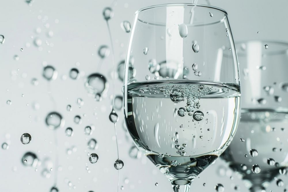 Glass and raining beverage alcohol jacuzzi.
