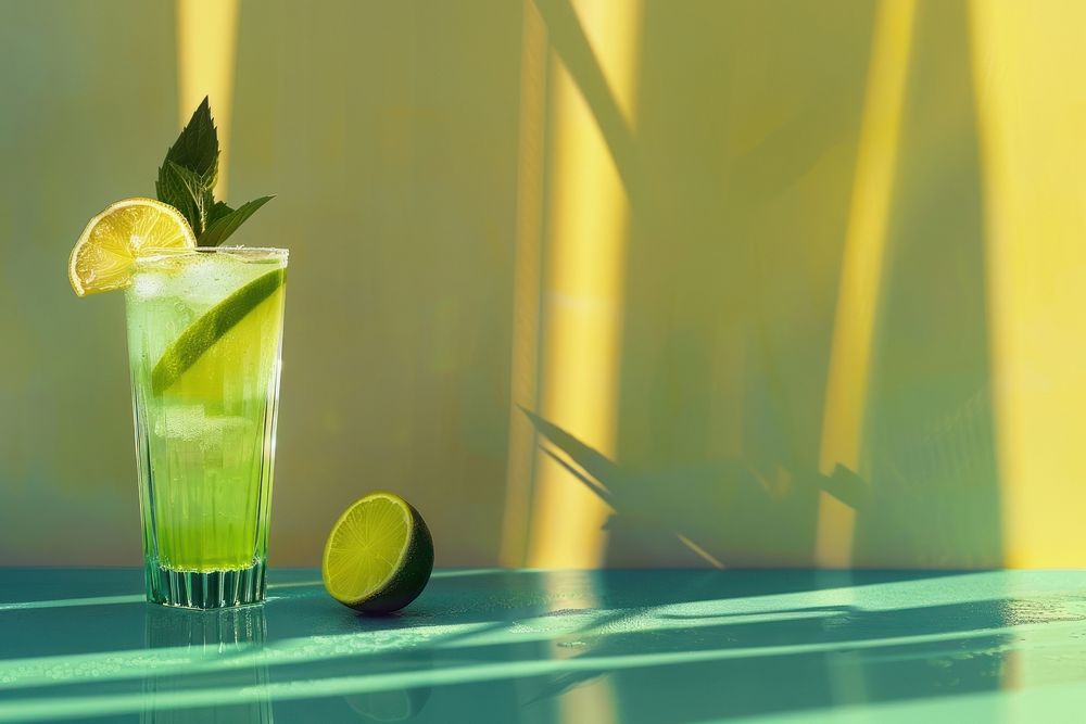 Mojito cocktail beverage produce alcohol.