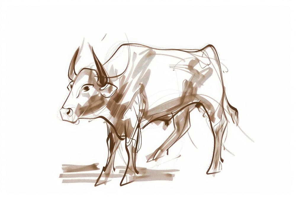 Bull sketch illustrated livestock.