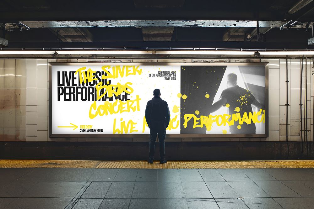 Subway billboard mockup psd