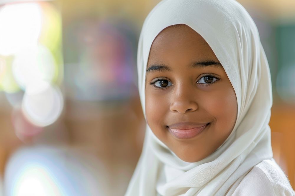 Young muslim girl smiling medication dimples person.