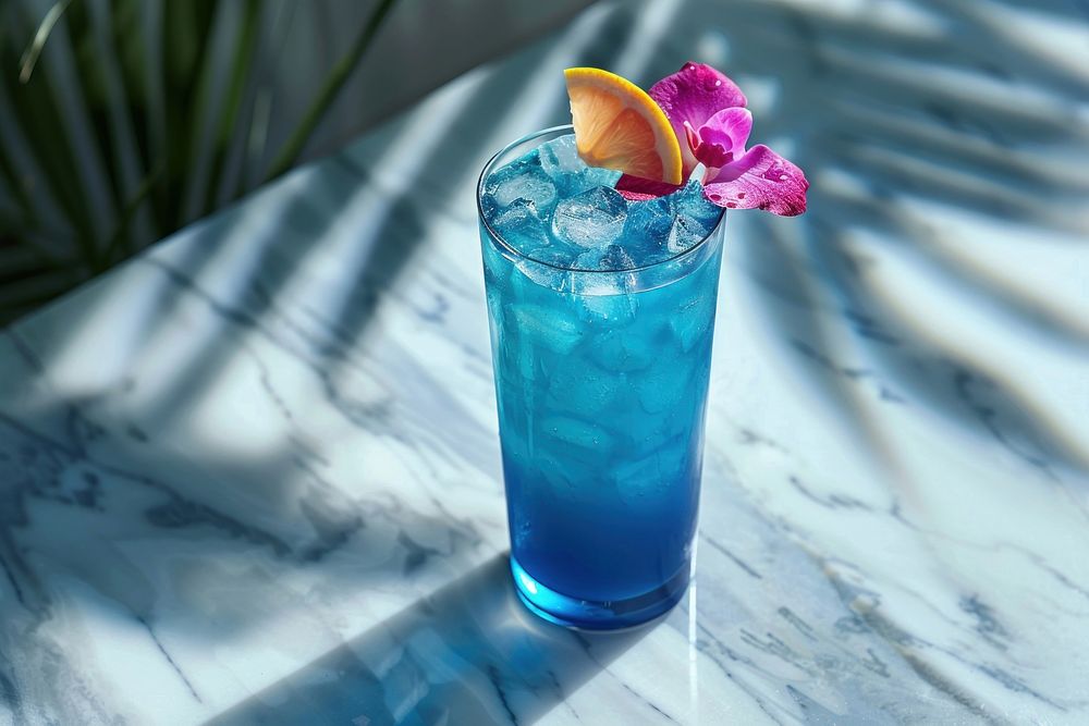 Blue hawaii cocktail beverage alcohol drink.