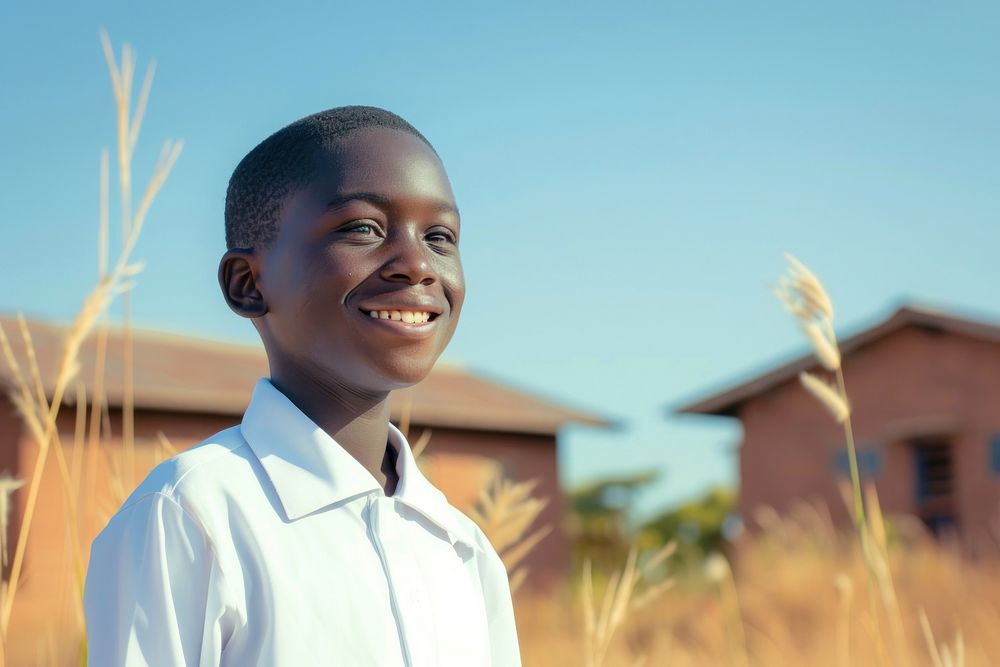 Young african boy smiling shoulder dimples person.