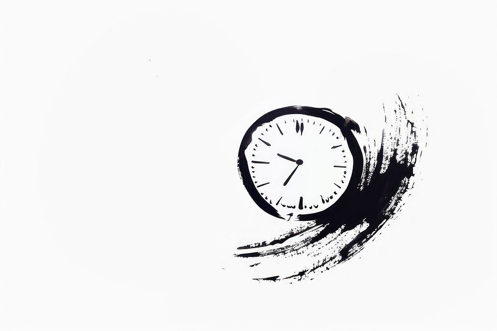 Clock Japanese minimal art illustrated drawing.