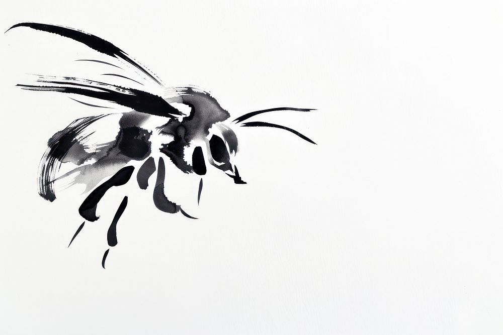 Bee Japanese minimal invertebrate andrena stencil.
