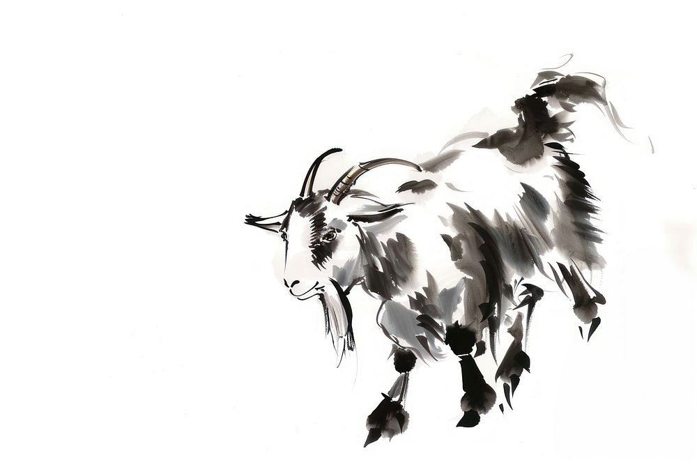 Goat Japanese minimal art livestock wildlife.