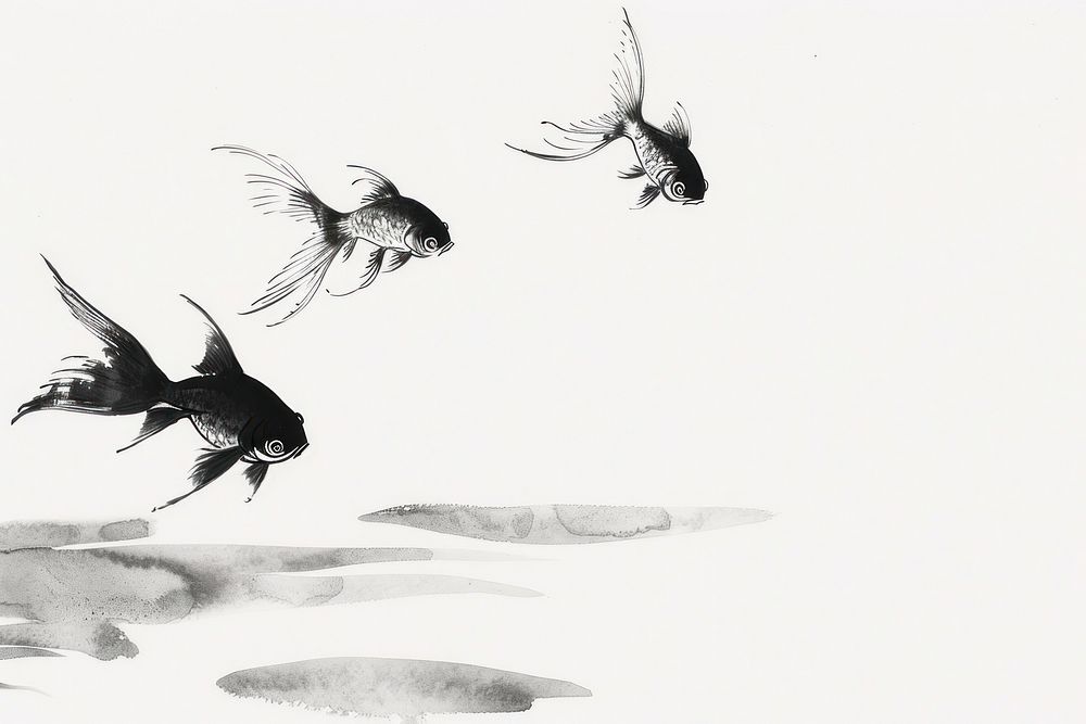 Fish Japanese minimal art illustrated weaponry.