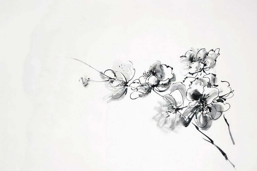 Flower bouquet Japanese minimal art illustrated graphics.