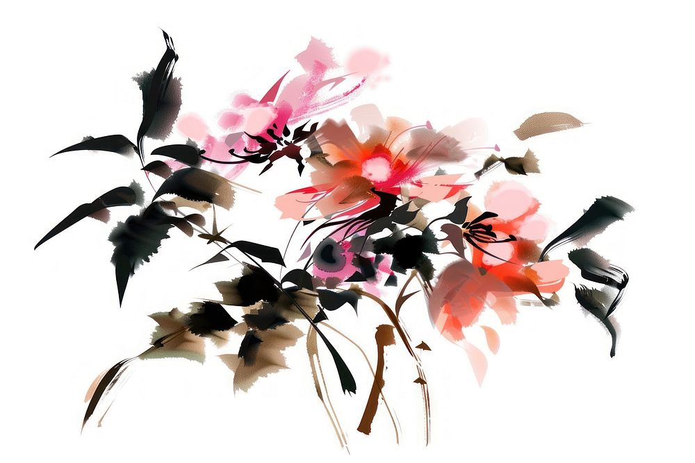 Flower bouquet Japanese minimal art graphics pattern.