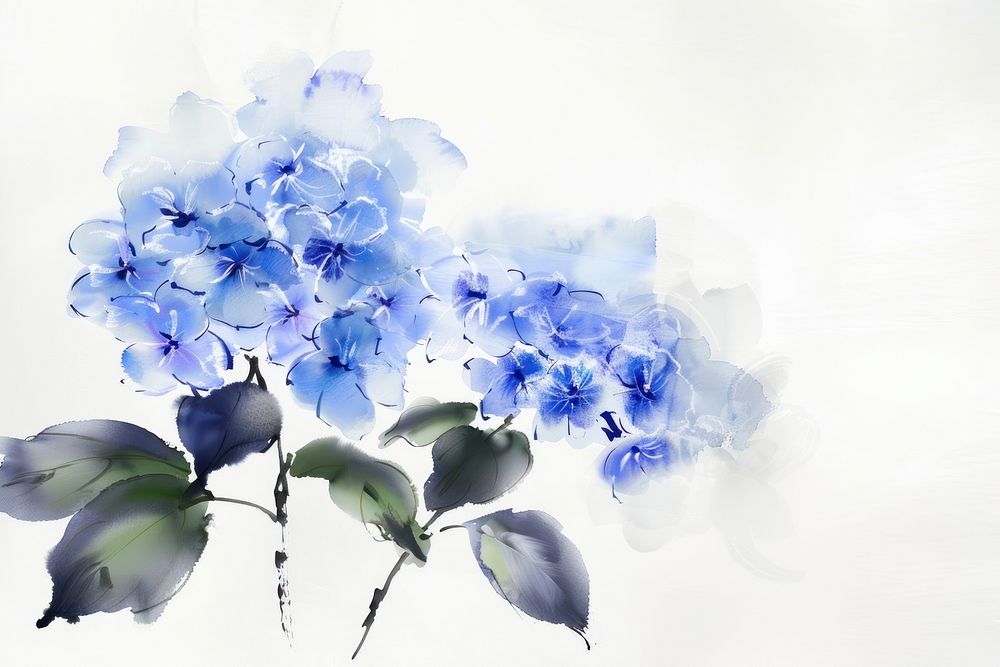 Hydrangea Japanese minimal art graphics geranium.