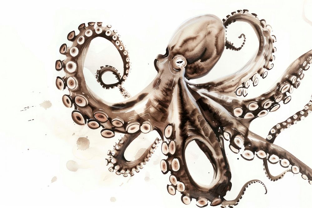 Octopus Japanese minimal invertebrate animal symbol.