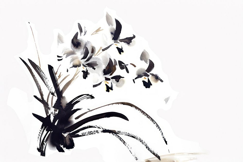 Orchid Japanese minimal art graphics pattern.