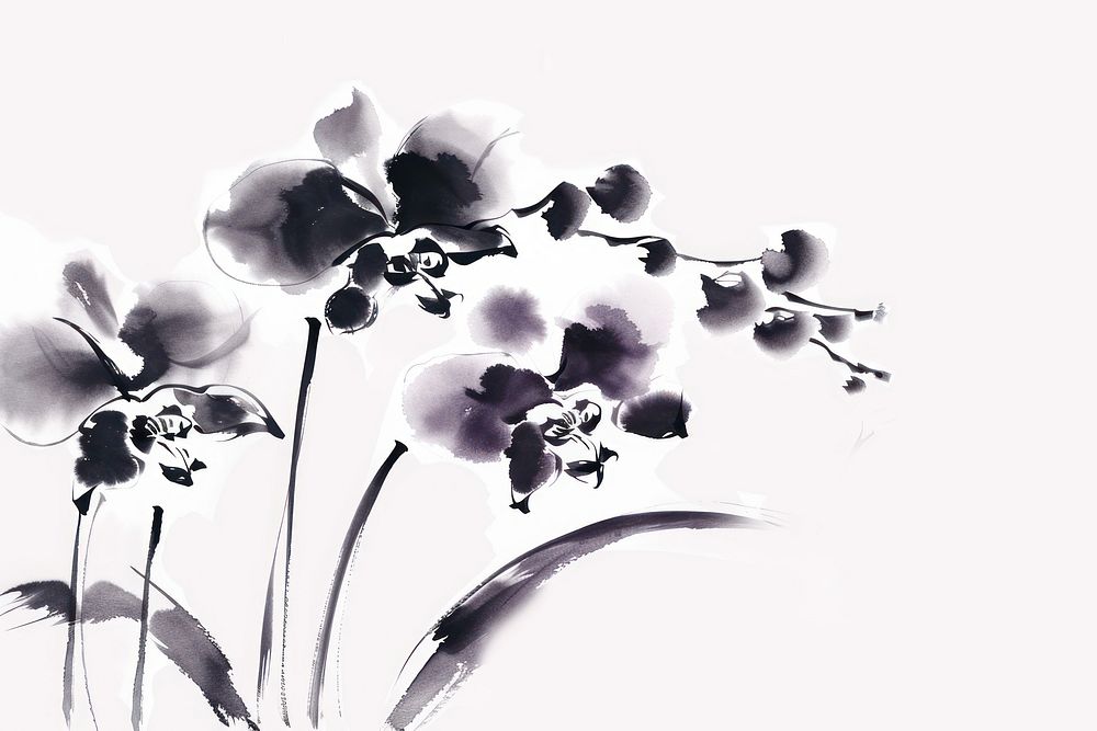 Orchid Japanese minimal art blossom flower.