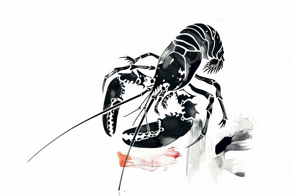 Lobster Japanese minimal art invertebrate seafood.