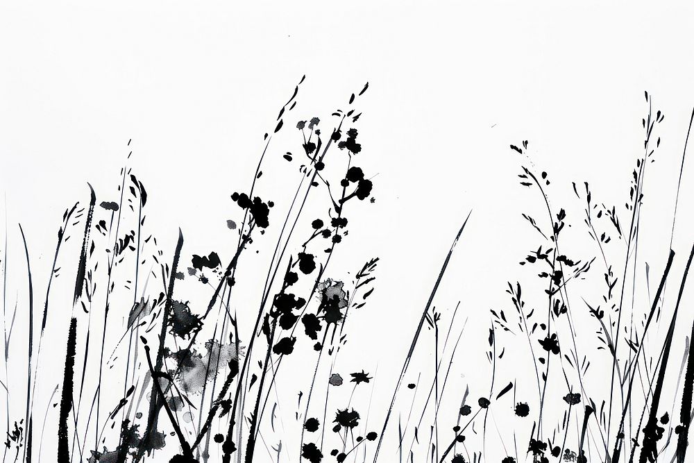 Meadow Japanese minimal art silhouette outdoors.