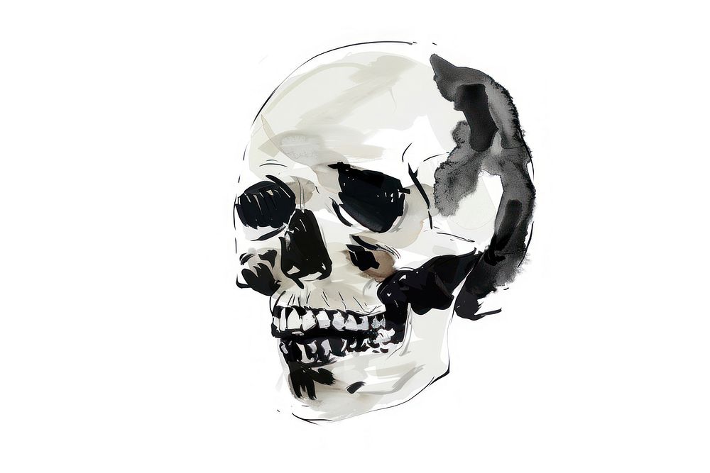 Skull Japanese minimal art accessories illustrated.