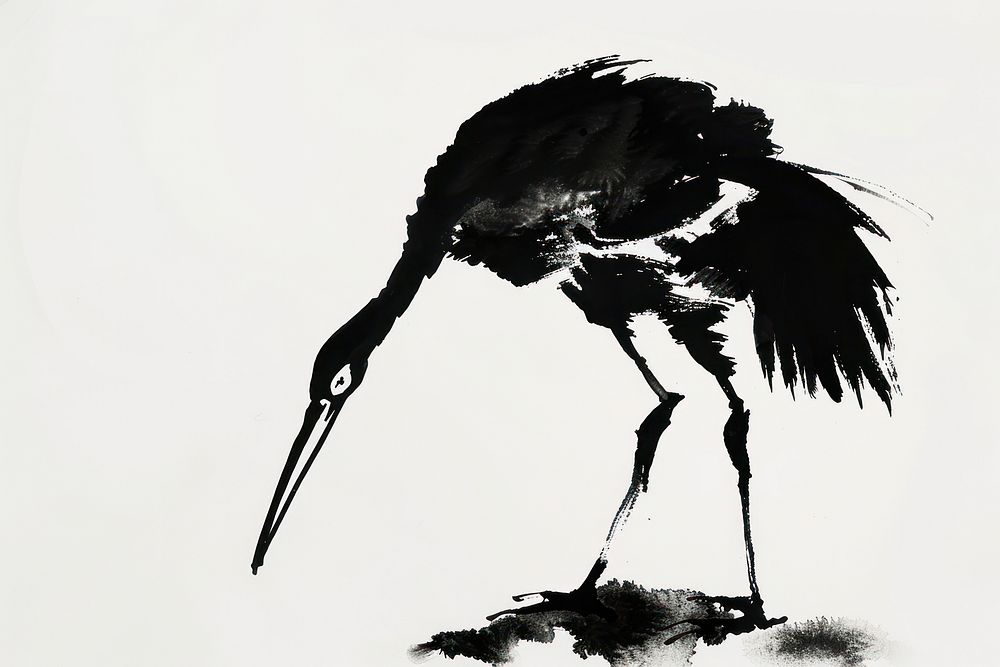 Stork Japanese minimal silhouette animal bird.