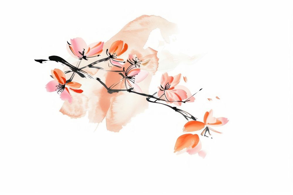 Peach Japanese minimal art graphics blossom.