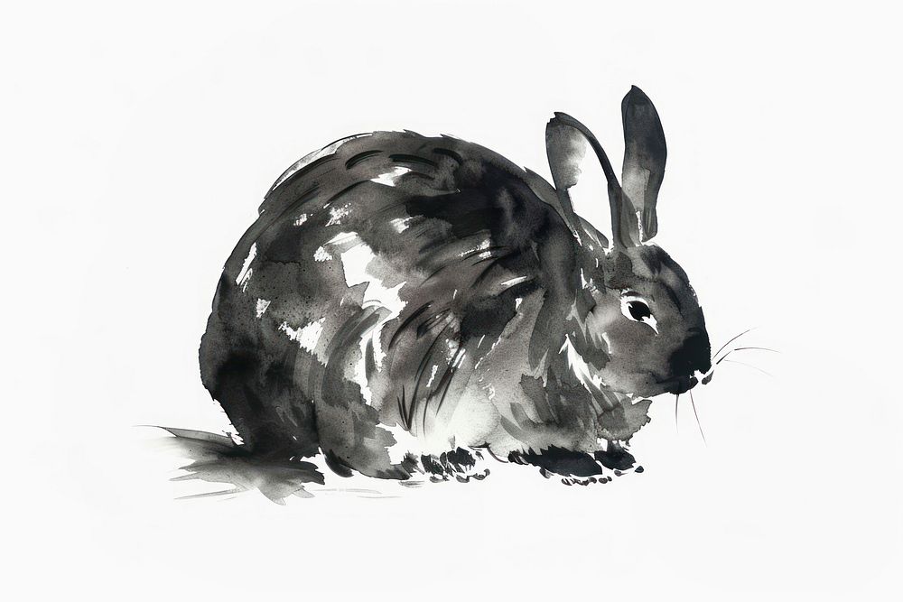 Rabbit Japanese minimal art illustrated drawing.