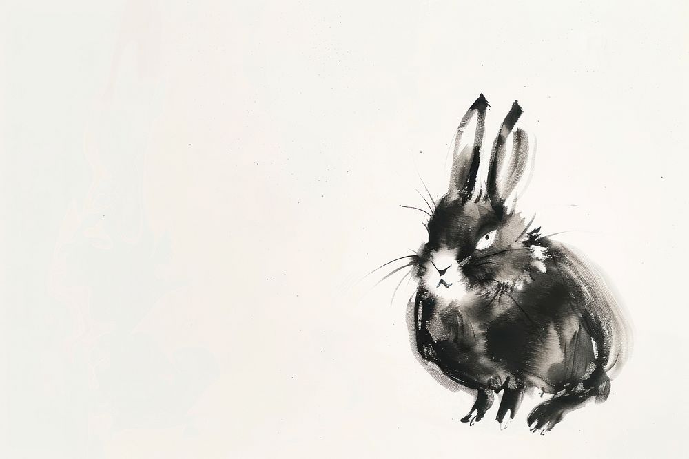 Rabbit Japanese minimal art rat illustrated.