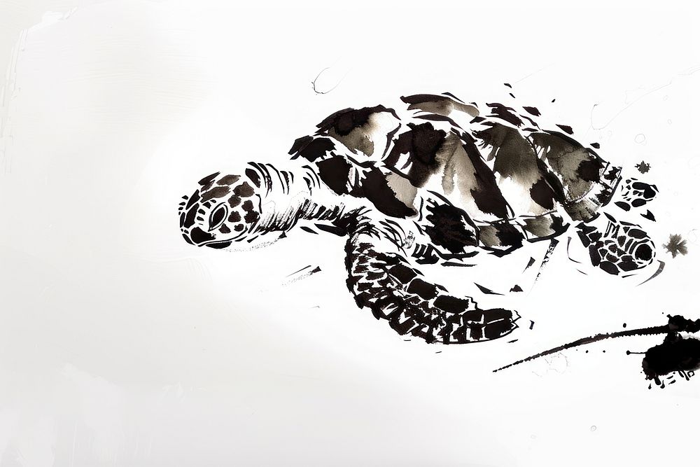 Turtle Japanese minimal art illustrated tortoise.