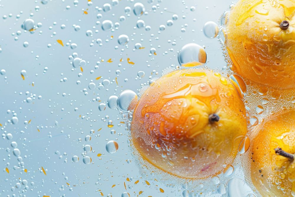 Half mangoes oil bubble grapefruit produce plant.