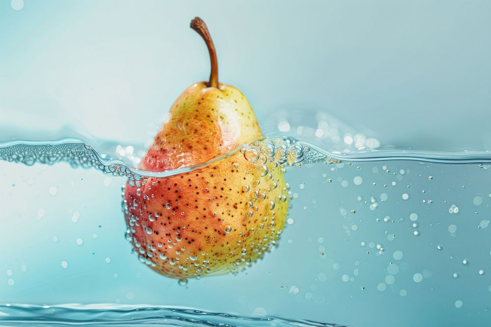 Half pear oil bubble produce fruit plant.