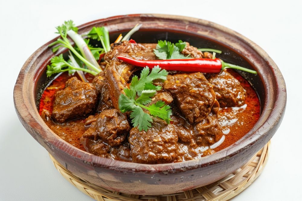 Beef stew rendang food mutton meat.