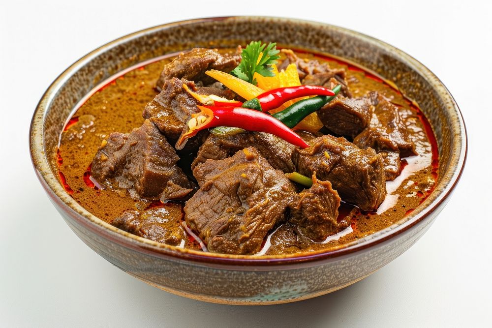 Beef stew rendang food mutton curry.