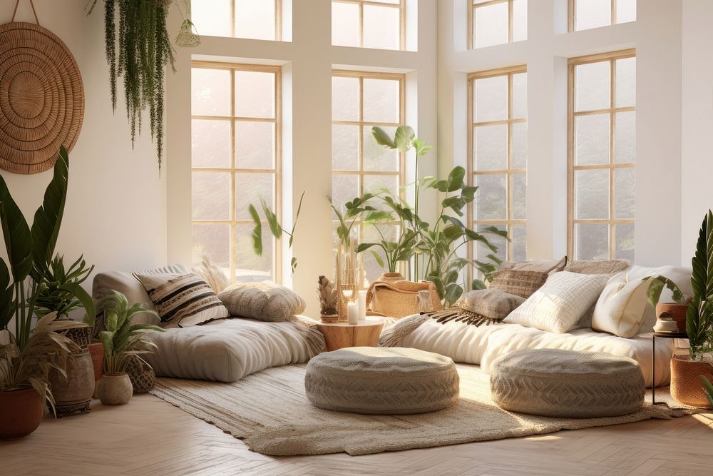 Interior space furniture cushion window.