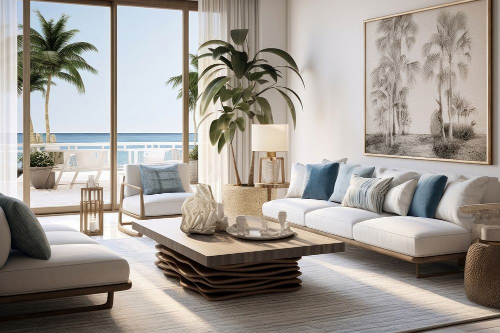 Mediterranean style living room architecture accessories furniture.