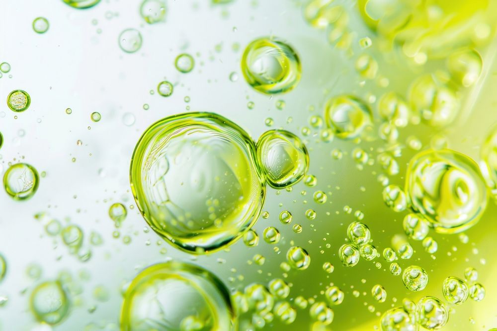 Pistachio oil bubble water droplet green.