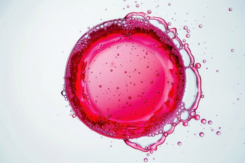 Rasberry oil bubble beverage droplet stain.