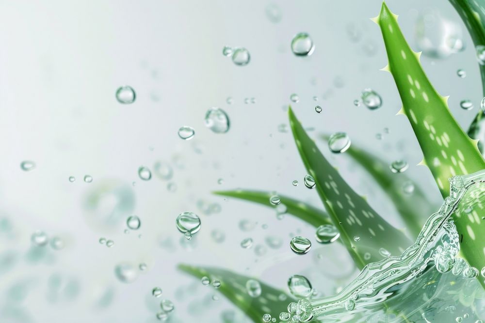 Ripe aloe-vera oil bubble water droplet plant.