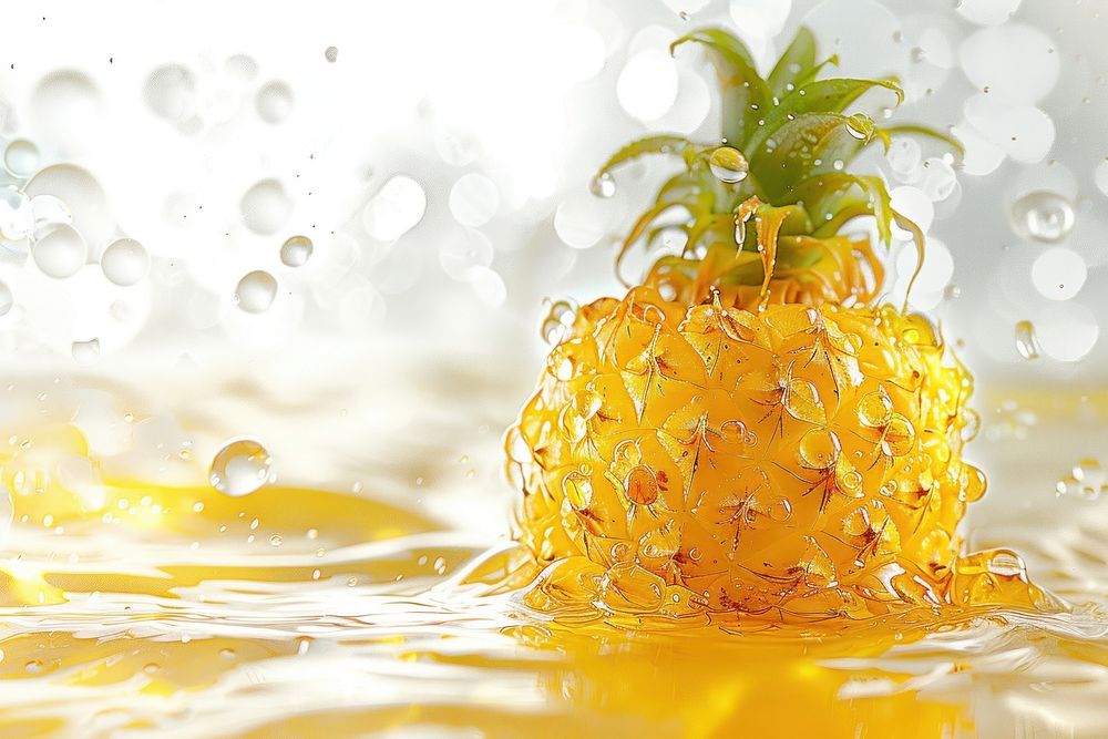 Ripe pinapple oil bubble pineapple produce fruit.