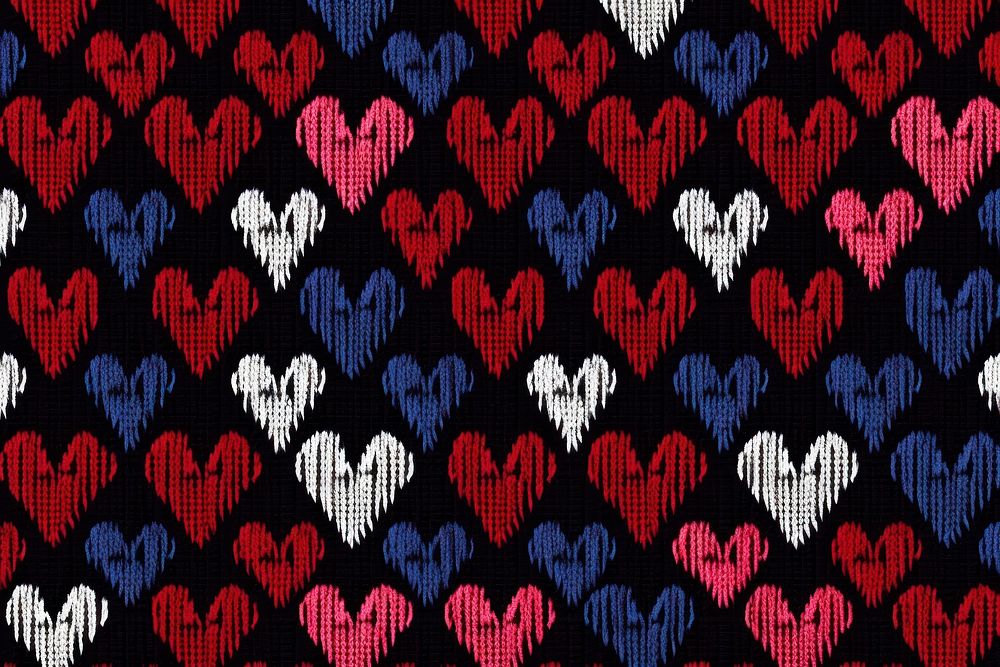 Hearts knitted pattern person human rug.