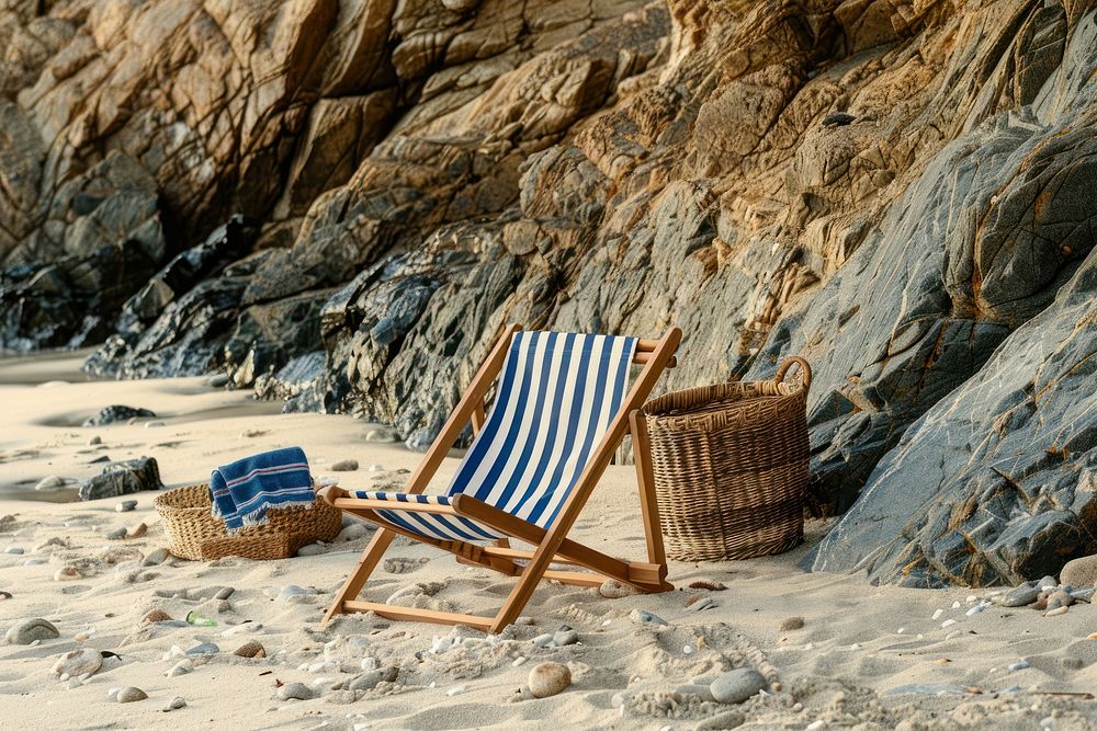 A beach chair recreation furniture outdoors.